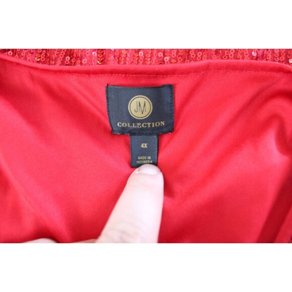 JM Collection Women's Red Sparkle Blouse Size 4x - Picture 3 of 5
